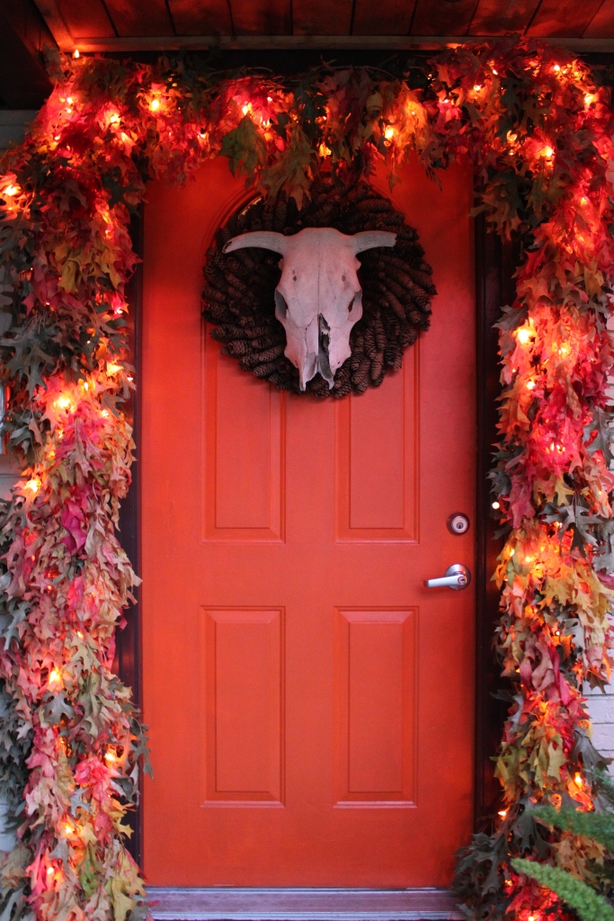 The Cavender Front Door withthe Leaf Garland Around it